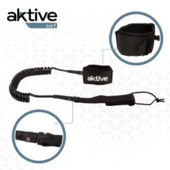 AKTIVE Leash Paddle Surf Spiral, Double Goujon Pivotant, Néoprène, 305 Cm, Noir -Surf Promotion Boutique aktive leash paddle surf spiral double goujon pivotant neoprene 305 cm noir 3