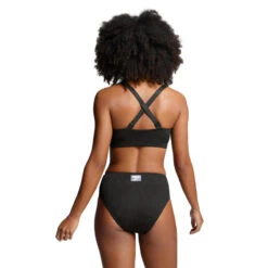 Haut De Bikini à Encolure Côtelée Dégagée Pour Femme PUMA Noir -Surf Promotion Boutique haut de bikini a encolure cotelee degagee pour femme puma noir 2
