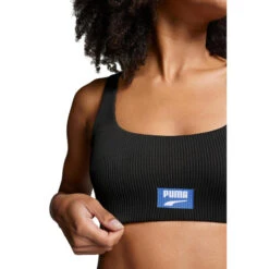 Haut De Bikini à Encolure Côtelée Dégagée Pour Femme PUMA Noir -Surf Promotion Boutique haut de bikini a encolure cotelee degagee pour femme puma noir 3
