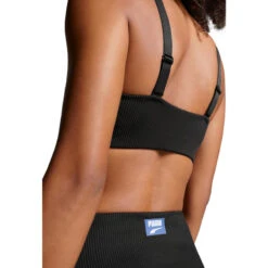 Haut De Bikini à Encolure Côtelée Dégagée Pour Femme PUMA Noir -Surf Promotion Boutique haut de bikini a encolure cotelee degagee pour femme puma noir 4