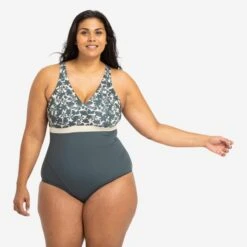 Maillot De Bain 1 Pièce Femme Mia Palm Beige Kaki. Bonnet D/E