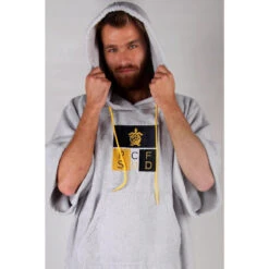 Pacifique Sud | Poncho Surf | Gris Clair | Avec Manches -Surf Promotion Boutique pacifique sud poncho surf gris clair avec manches 2