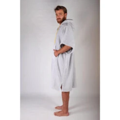 Pacifique Sud | Poncho Surf | Gris Clair | Avec Manches -Surf Promotion Boutique pacifique sud poncho surf gris clair avec manches 4