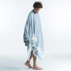 Serviette De Plage Poncho 190 X 190 Cm - Gris Bleu -Surf Promotion Boutique serviette de plage poncho 190 x 190 cm gris bleu 4
