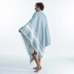 Serviette De Plage Poncho 190 X 190 Cm - Gris Bleu -Surf Promotion Boutique serviette de plage poncho 190 x 190 cm gris bleu 5