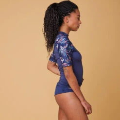 Roxy Tee Shirt Anti UV Femme Manches Courtes Surf Floral Bleu -Surf Promotion Boutique tee shirt anti uv femme manches courtes surf floral bleu 2