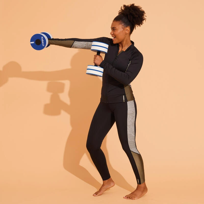 Tee Shirt Zippé Manches Longes Femme Aquagym Aquabike LIA KAKI 6 Tee Shirt Zippé Manches Longes Femme Aquagym Aquabike LIA KAKI – Image 4